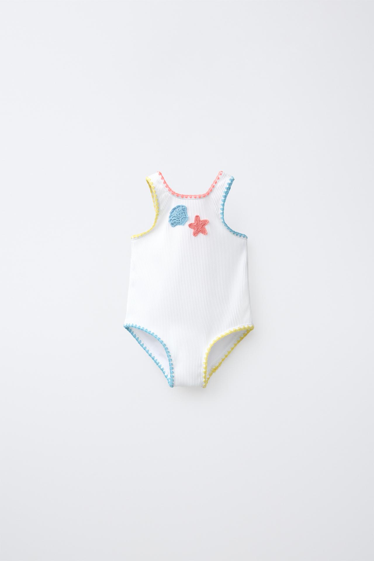 2-6 YEARS / RIBBED CROCHET SWIMSUIT — White