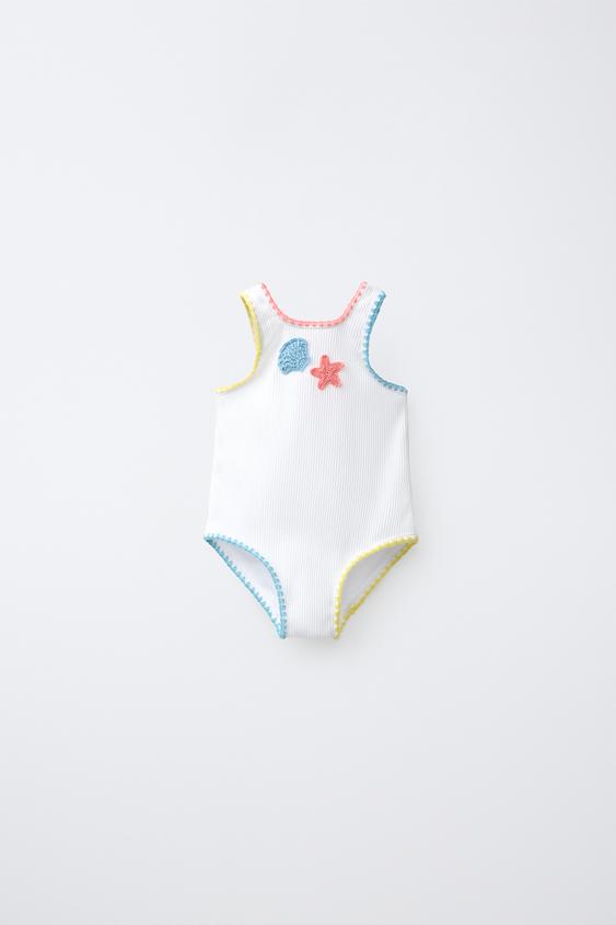2-6 YEARS / RIBBED CROCHET SWIMSUIT - White by Zara - Image 0