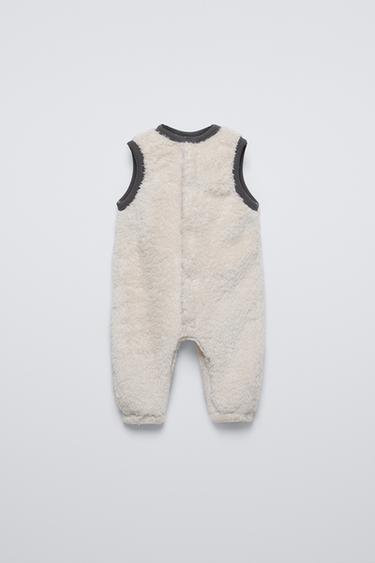 FAUX FUR ONE-PIECE SUIT - Ecru by Zara - Image 0