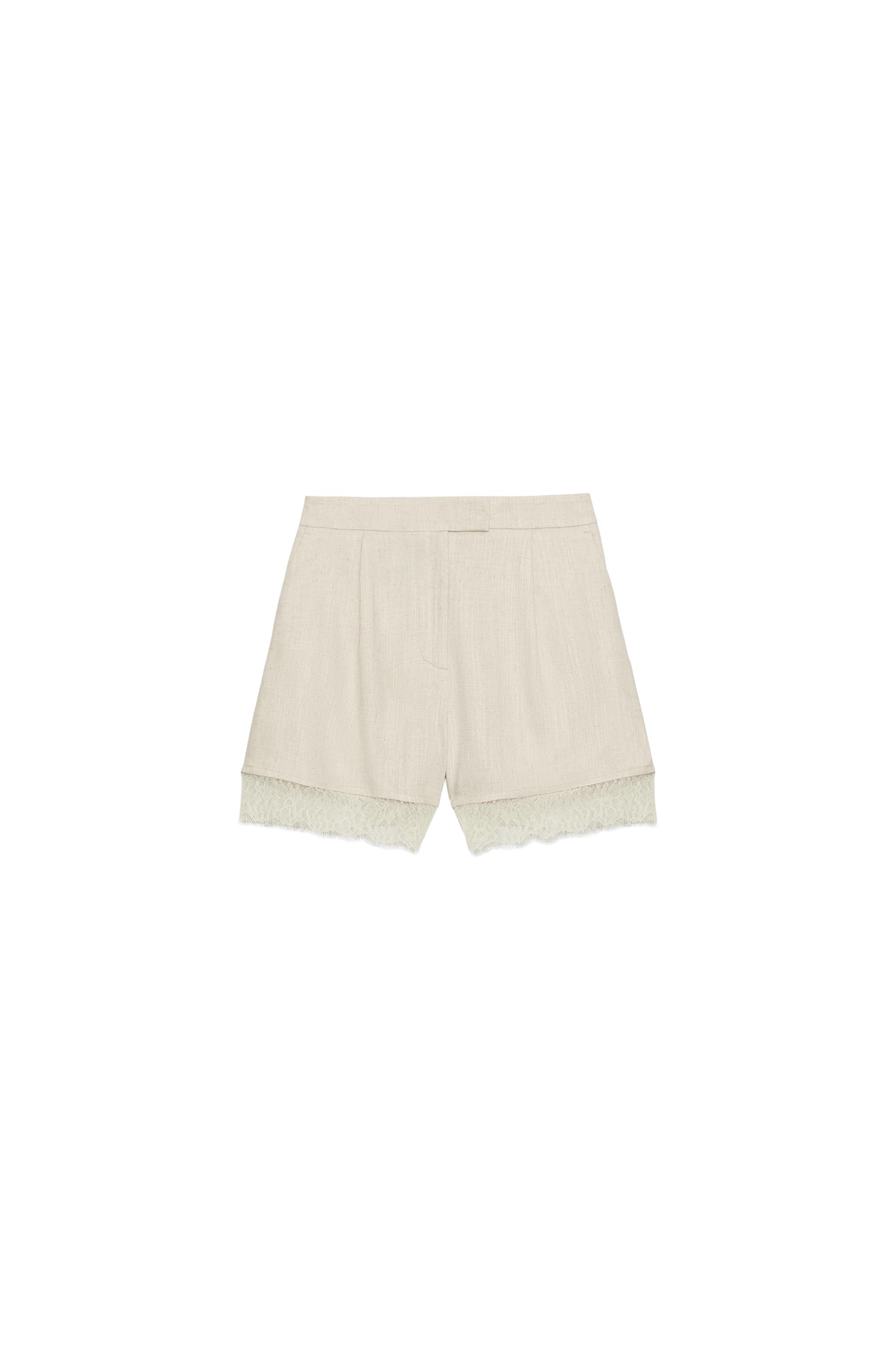 レースヘムバミューダパンツ - ライトベージュ | ZARA Japan / 日本