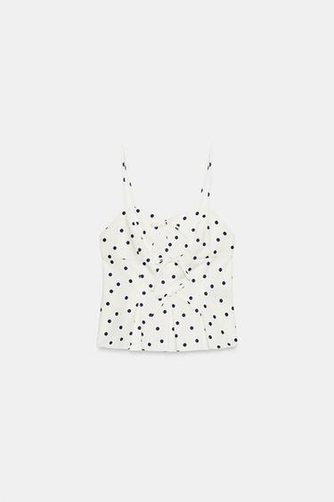 POLKA DOT PEPLUM TOP - Blue/White by Zara