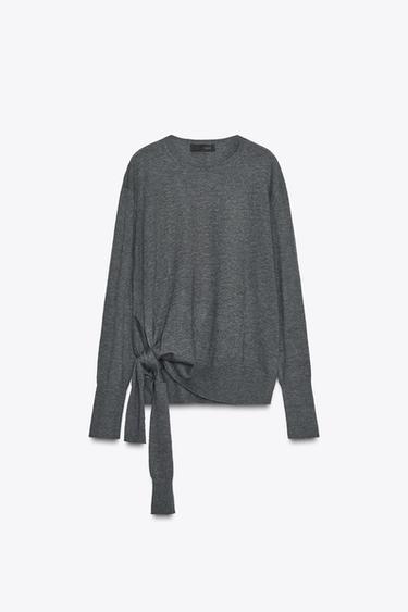 WOOL KNIT KNOT SWEATER - Grey by Zara - Image 5