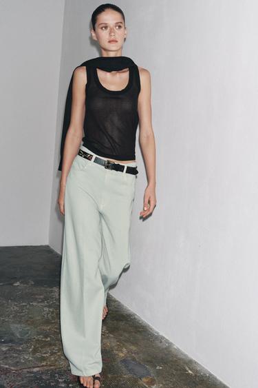 Zaras JEANS ZW COLLECTION WIDE LEG HÖG MIDJA - Ljusblå