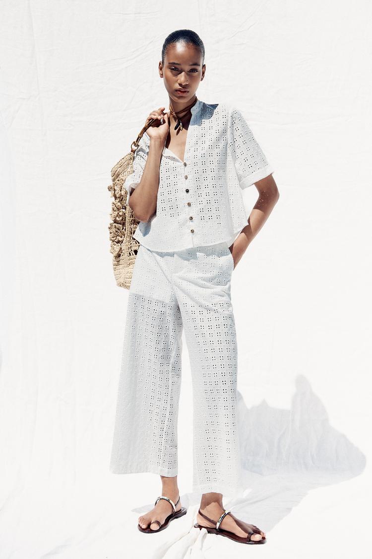 Una Camisa Blusa Bordado Perforado Zara Camisa Blanca Perforada