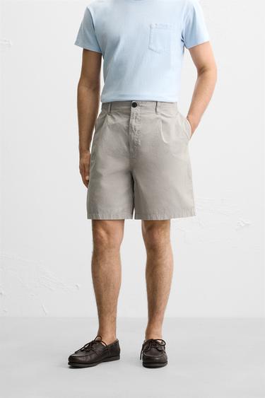 BERMUDA RELAXED FIT EFFET PLISSÉ - Gris de Zara - Image 1