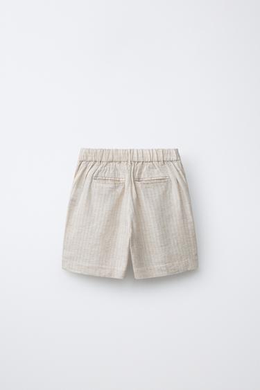 LINEN BLEND SUIT BERMUDA SHORTS - Light beige by Zara - Image 1