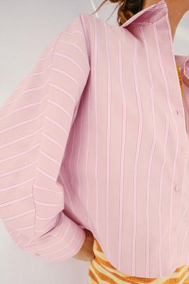 CHEMISE À RAYURES SANS MANCHES LARGES - Rose / Blanc de Zara - Image 4