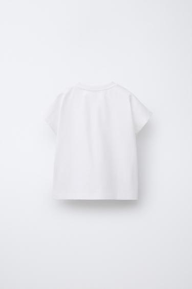 T-SHIRT WITH FLORAL APPLIQUÉ - Oyster-white by Zara - Image 1