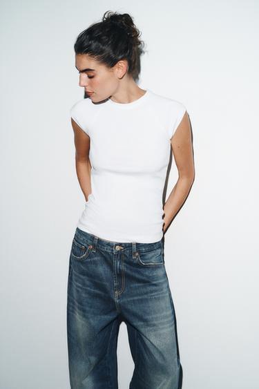 JEANS TRF BAGGY FOLDED TIRO MEDIO - Marino de Zara