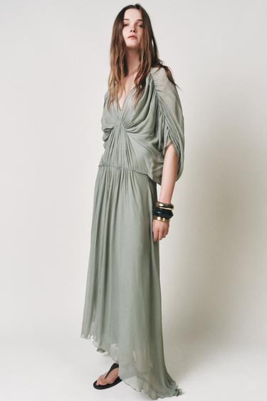 ROBE DRAPÉE ZW COLLECTION - Vert d'eau de Zara - Image 3