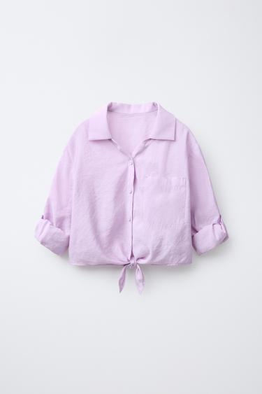 KNOTTED FLOWING SHIRT - Light mauve by Zara - Image 0