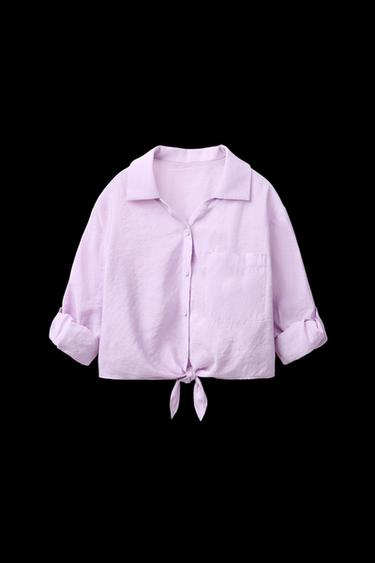 Zara KNOTTED FLOWY SHIRT - Light mauve - Image 0