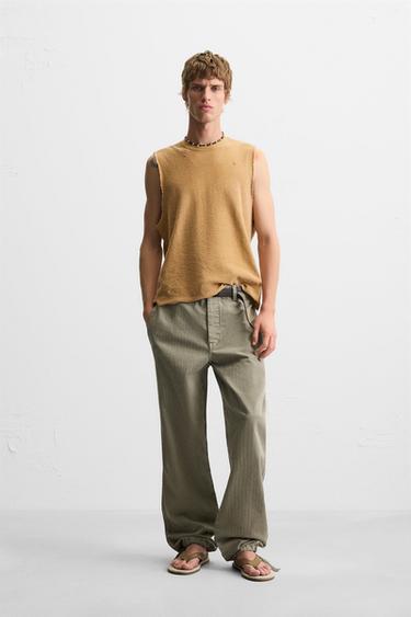Zara WASHED KNIT PRINT T-SHIRT - Mustard - Image 0