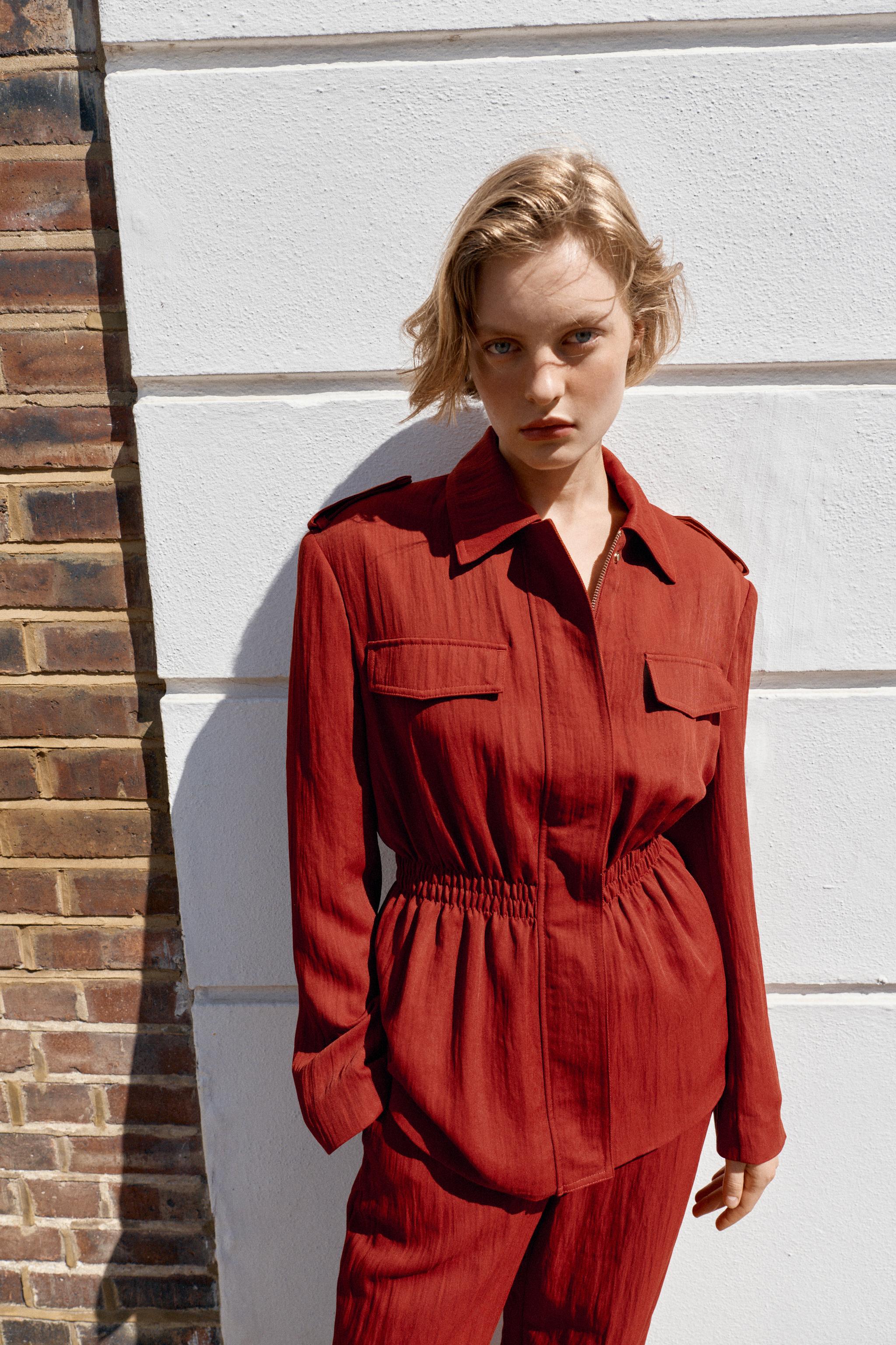 SAFARI JACKET WITH SHOULDER PADS — Reddish