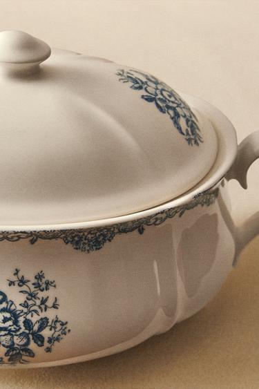 FLORAL EARTHENWARE SERVING TUREEN - Blue by Zara - Image 5