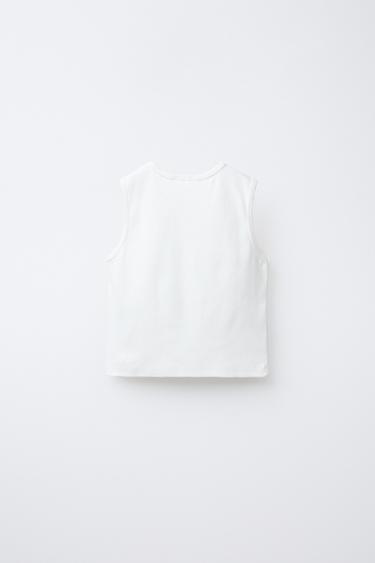 HAUT CÔTELÉ UNI - Blanc cassé de Zara - Image 1