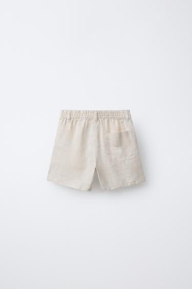 100% LINEN BERMUDA SHORTS - Light beige by Zara