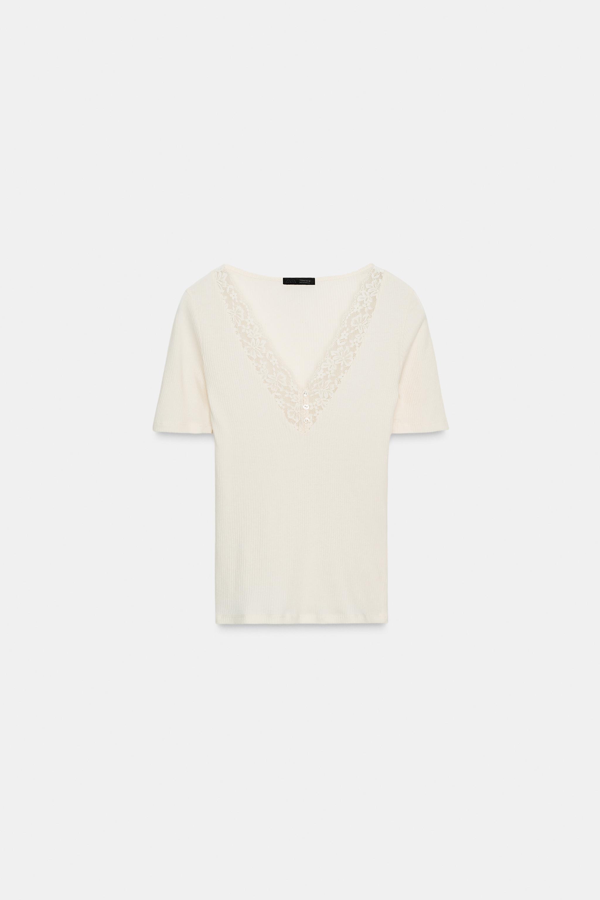 ららら　18、46、47、74 Shop Zara RIBBED LACE T-SHIRT at Beverly Center in Los