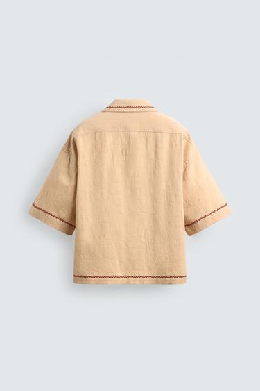 CHEMISE BOX FIT JACQUARD BRODERIES - Sable de Zara - Image 7