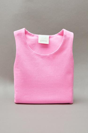 STRAPPY CROP TOP - Neon pink by Zara