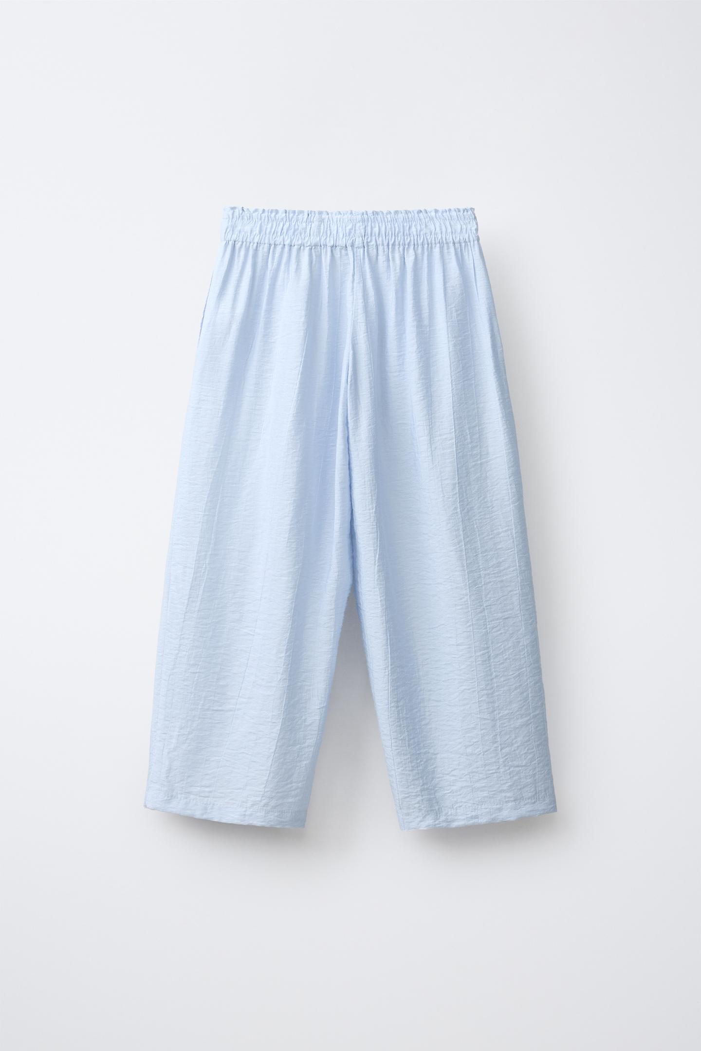 Детские брюки Zara Wrinkle Look Wide Leg, цвет: Пастельный синий — фото 2