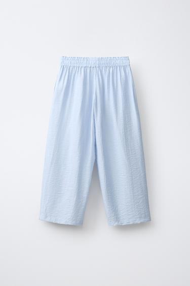 WIDE-LEG TROUSERS WITH WRINKLED EFFECT - Pastel blue by Zara - Image 1