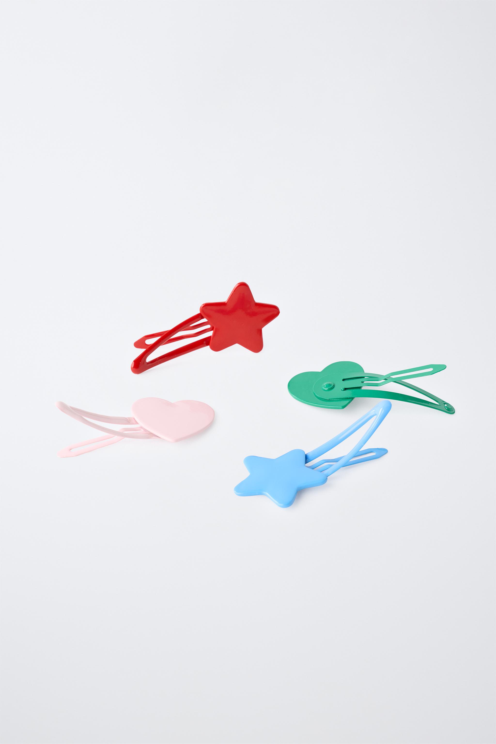 Детские аксессуары Zara FOUR-PACK OF STAR AND HEART HAIR CLIPS — фото 3