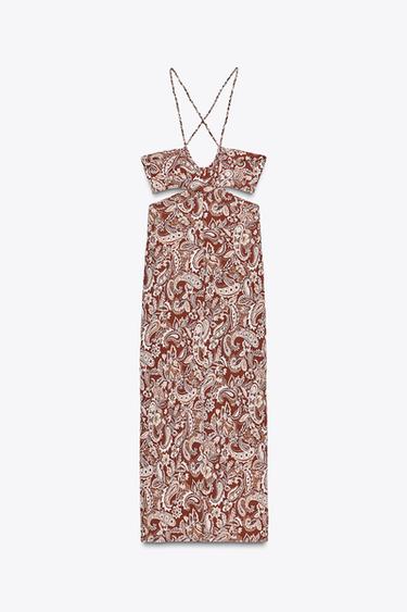 PRINTED MIDI DRESS WITH CUT OUT DETAIL - Terracotta by Zara - Image 6