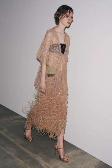 SEQUINNED FEATHER SKIRT - Brown by Zara - Image 3
