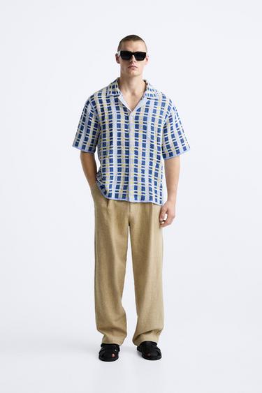 CHEMISE CROCHET GÉOMÉTRIQUE - Bleu de Zara - Image 0