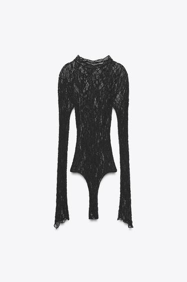 Zara LACE BODYSUIT - Black