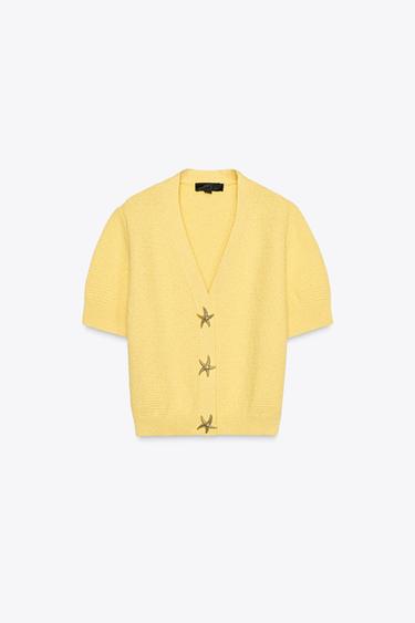 STAR BUTTON CARDIGAN - Yellow by Zara - Image 5