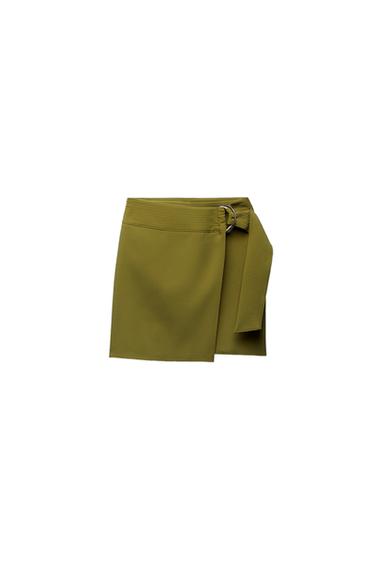 CROSSOVER MINI SKIRT WITH BUCKLES