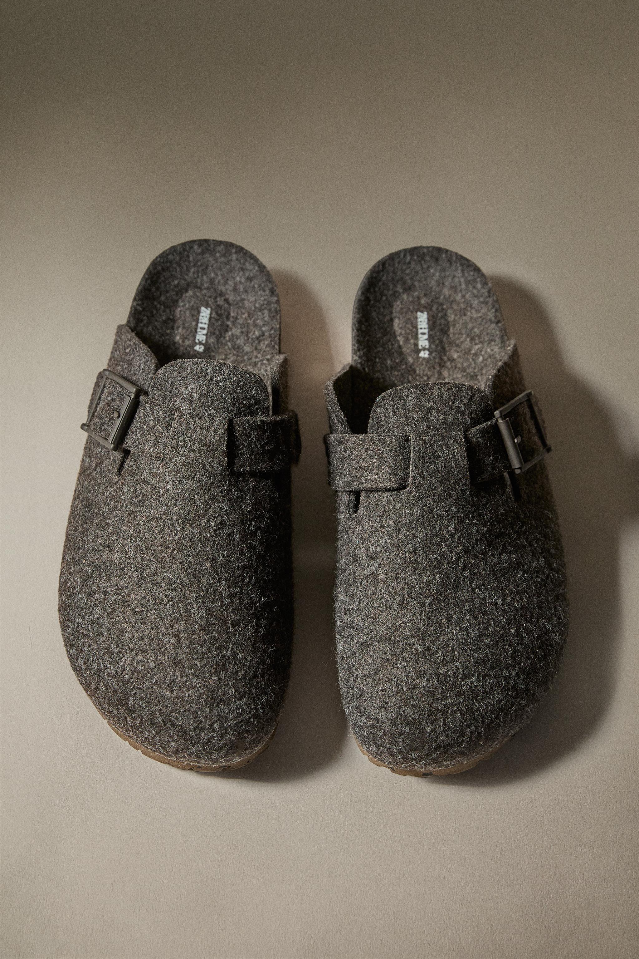 • NEW ZARA Sz 38 Brown Wool on sale Slippers Clogs