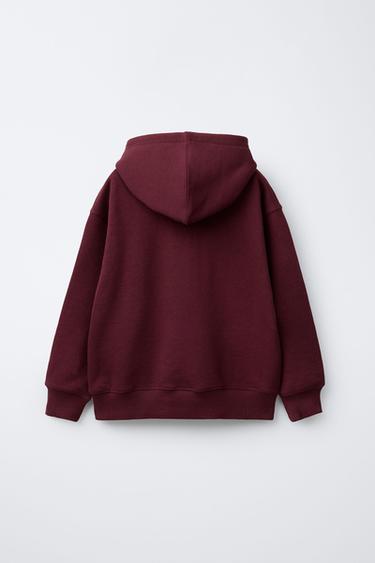 Zara FLOCKED TEXT SWEATSHIRT - Burgundy
