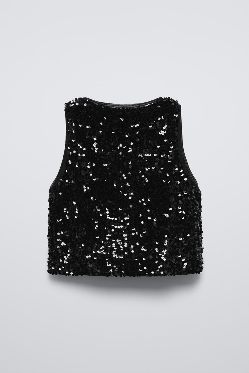 Black Sequin Waistcoat