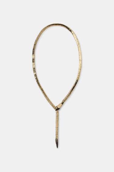 SNAKESKIN PRINT PIECES NECKLACE - Golden by Zara
