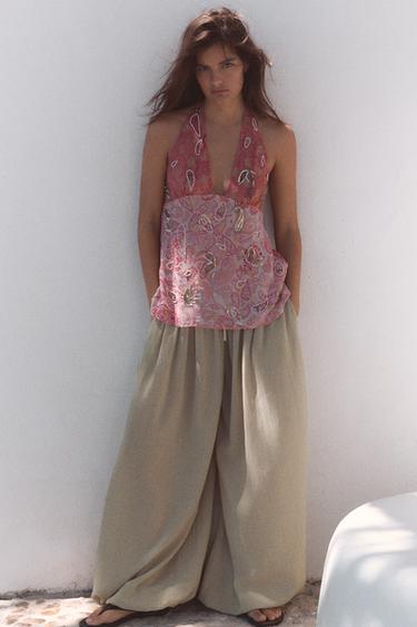 PANTALÓN BOMBACHO VOLUME - Verde auga de Zara - Imaxe 0