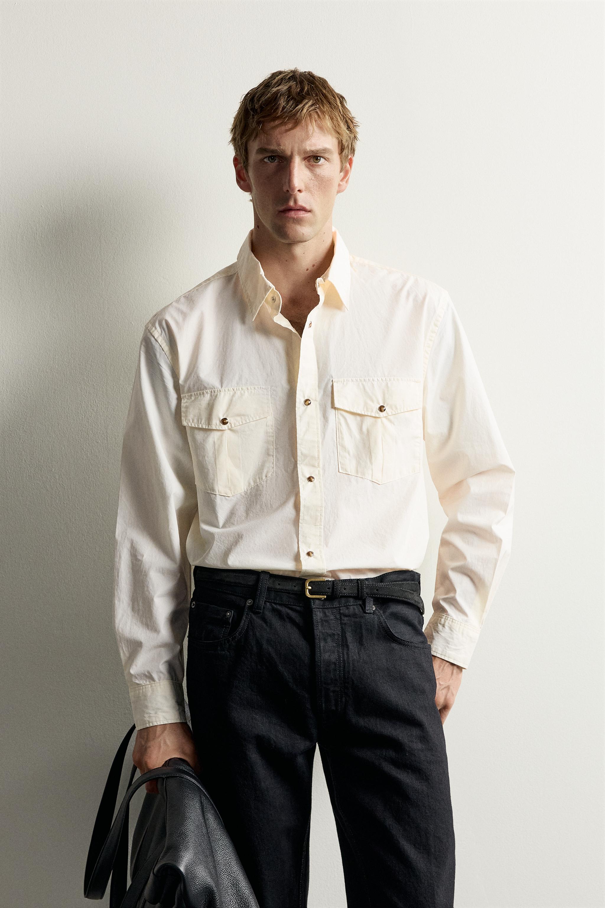 Мужские рубашки Zara RELAXED FIT POCKET SHIRT — фото 2