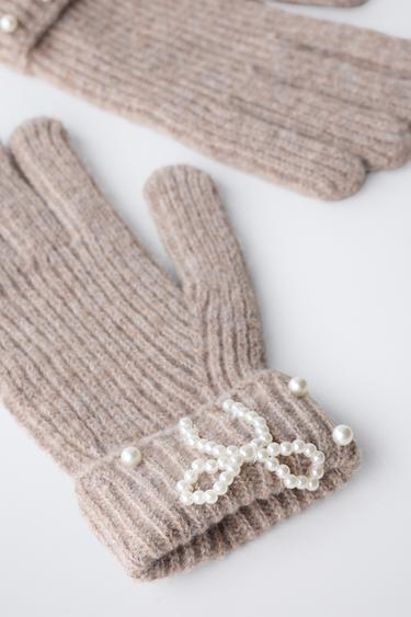 GANTS EN TRICOT PERLES - Marron chiné de Zara - Image 2