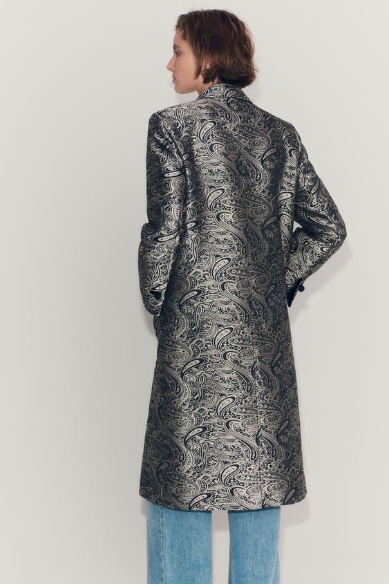 MANTEAU JACQUARD ZW COLLECTION - Gris de Zara - Image 4