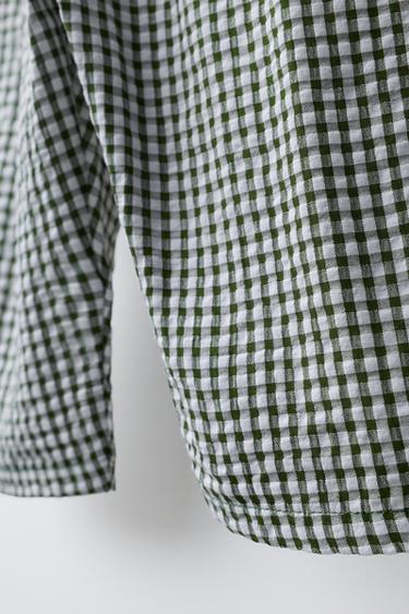 BAGGY GINGHAM TROUSERS - Green / Ecru by Zara - Image 3