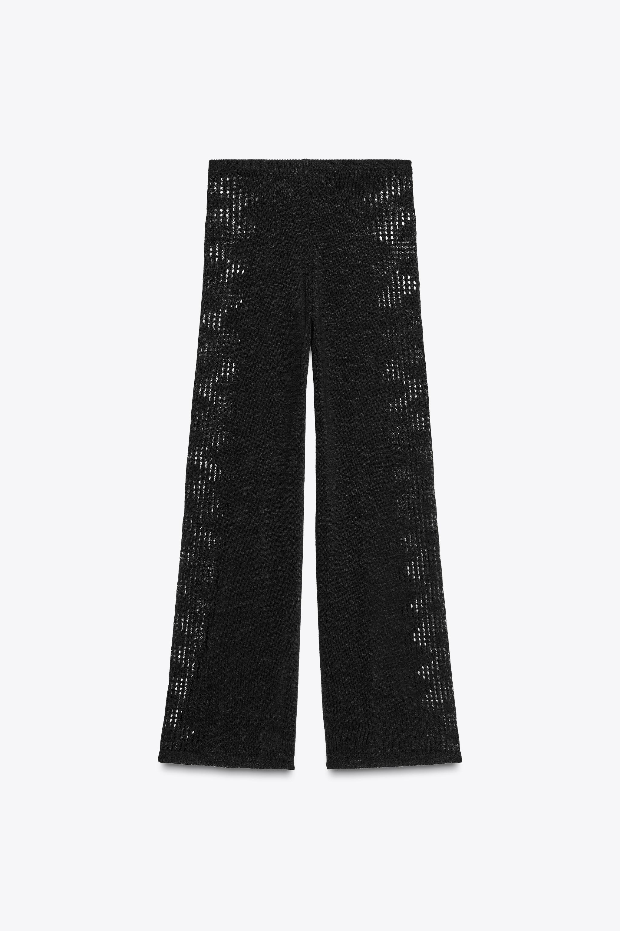POINTELLE KNIT PANTS WITH SIDE DETAIL - Black | ZARA United
