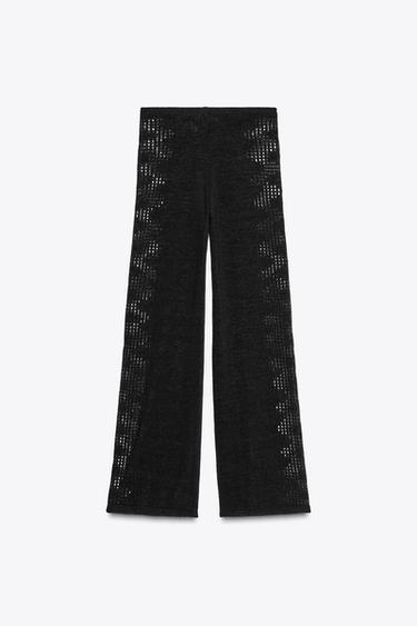 STRICKHOSE MIT POINTELLE-MUSTER AN DER SEITE - Schwarz von Zara