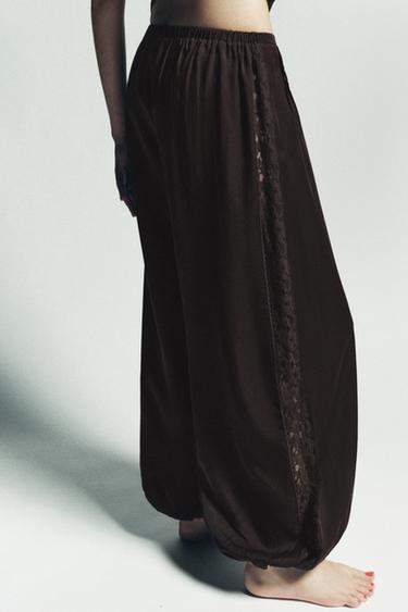 PANTALON BOUFFANT EN LYOCELL 100% - Marron de Zara - Image 2