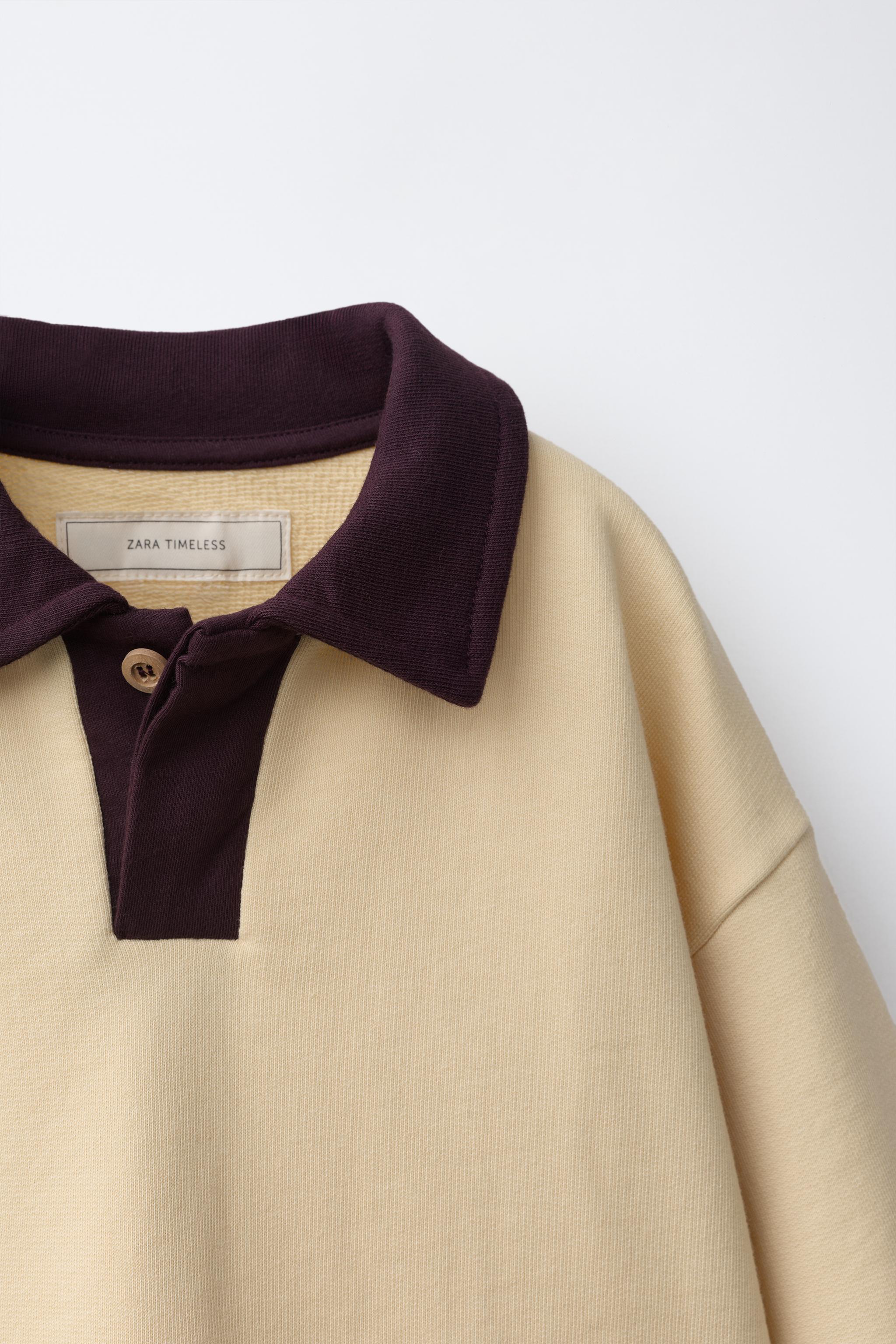 ZARA TIMELESS - CONTRAST POLO COLLAR SWEATSHIRT