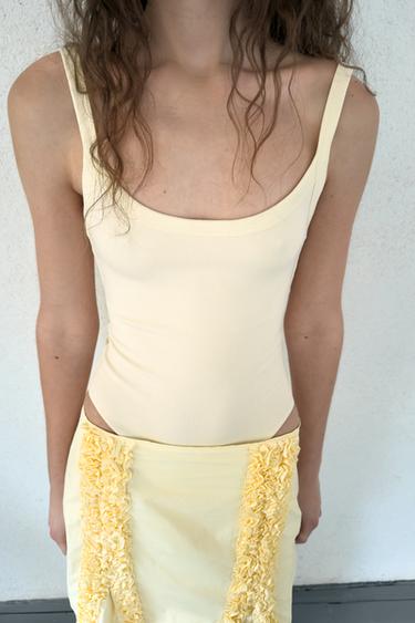 COTTON STRAPPY BODYSUIT - Yellow by Zara