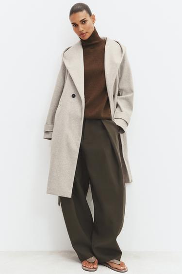 Zara SOFT HOODIE COAT - Beige