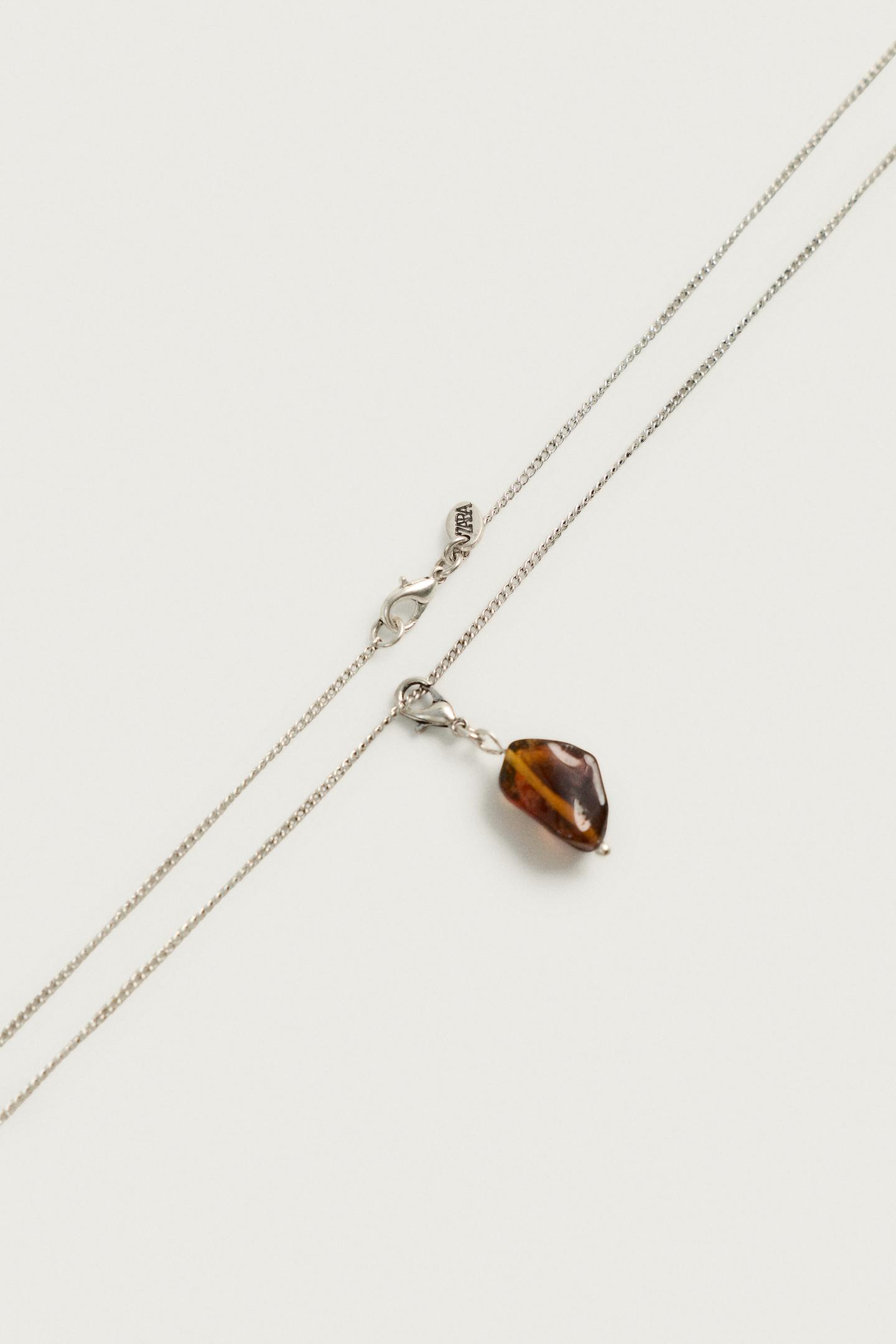 Мужское колье Zara Metal Link and Stone, цвет: Серебряный — фото 4