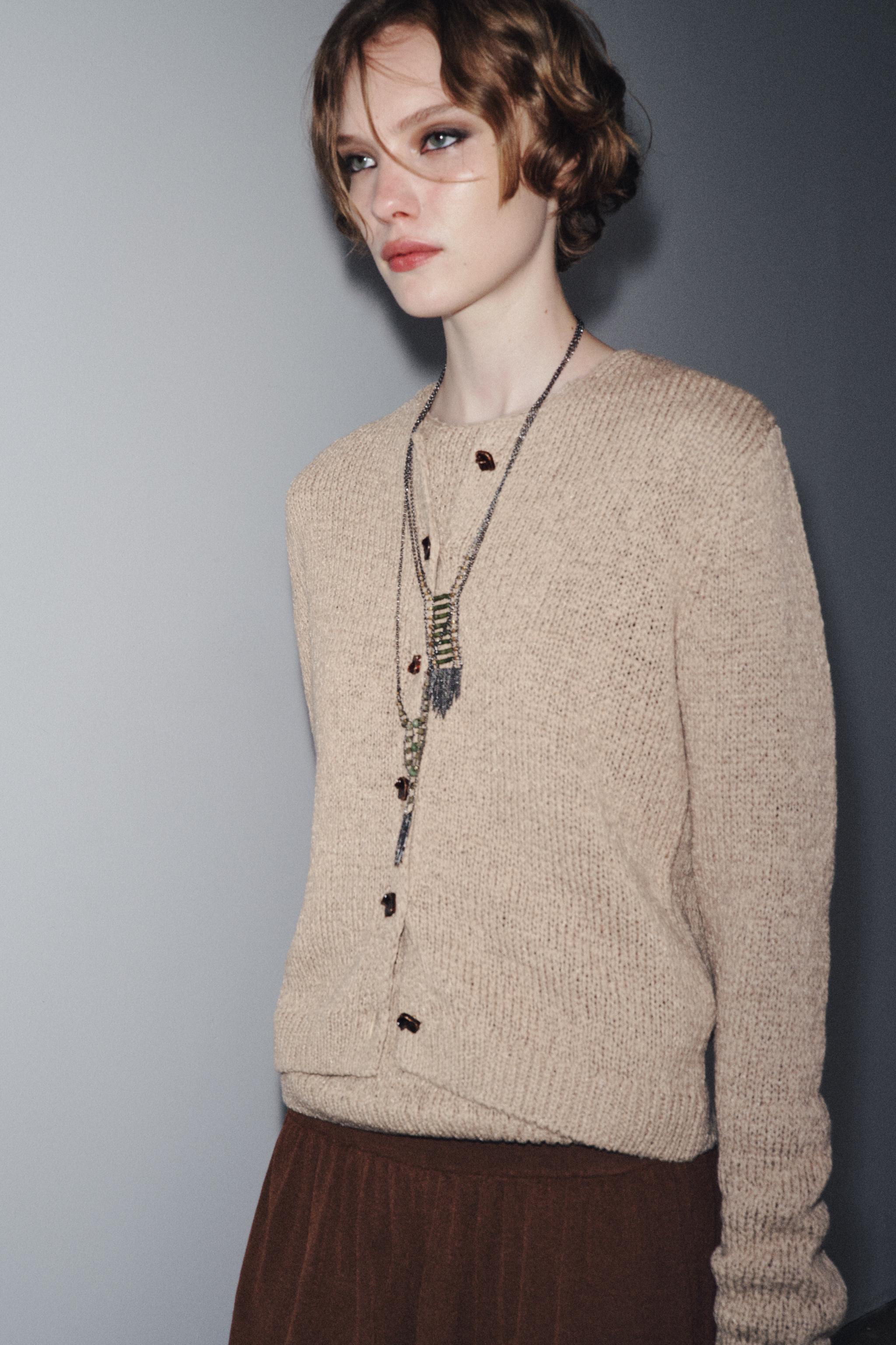 zara プレーンニットショートスリーブカーディガン S ZARA 2024SS プレーンニット ショートスリーブ カーディガン M